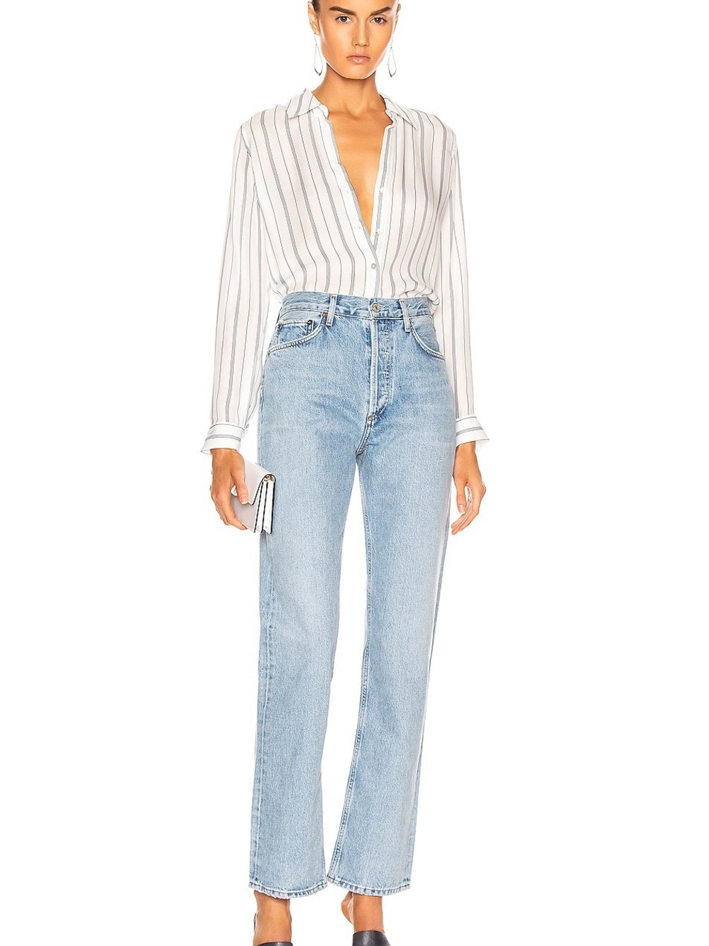 Agolde LANA Classic High-Waist Straight Jeans - Light Blue